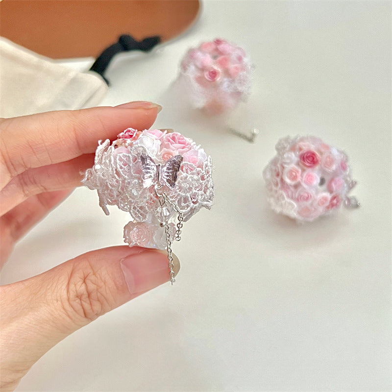 Wholesale Heavy Rose Lace Bouquet Diy Through Hole Pen Jewelry Accessories Beads
